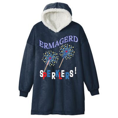 Funny 4th of July Ermagerd Sparklers Hooded Wearable Blanket