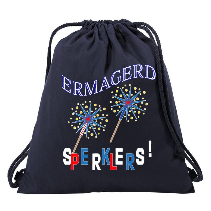 Funny 4th of July Ermagerd Sparklers Drawstring Bag