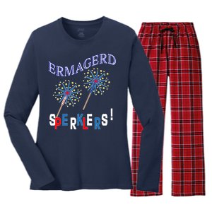 Funny 4th of July Ermagerd Sparklers Women's Long Sleeve Flannel Pajama Set 