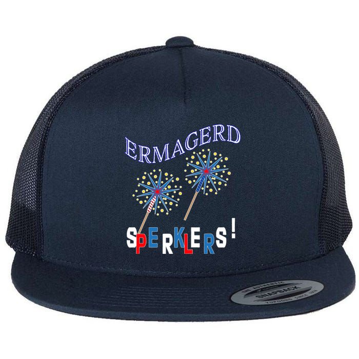 Funny 4th of July Ermagerd Sparklers Flat Bill Trucker Hat