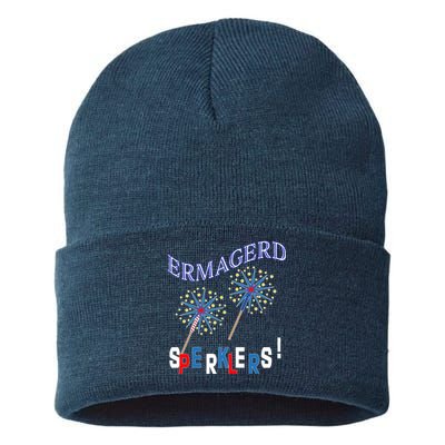 Funny 4th of July Ermagerd Sparklers Sustainable Knit Beanie