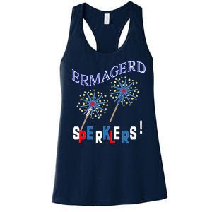 Funny 4th of July Ermagerd Sparklers Women's Racerback Tank