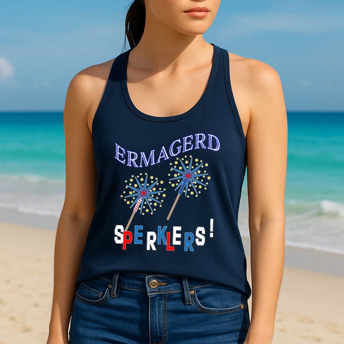 Funny 4th of July Ermagerd Sparklers Womens Tank Top