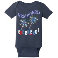 Funny 4th of July Ermagerd Sparklers Baby Bodysuit