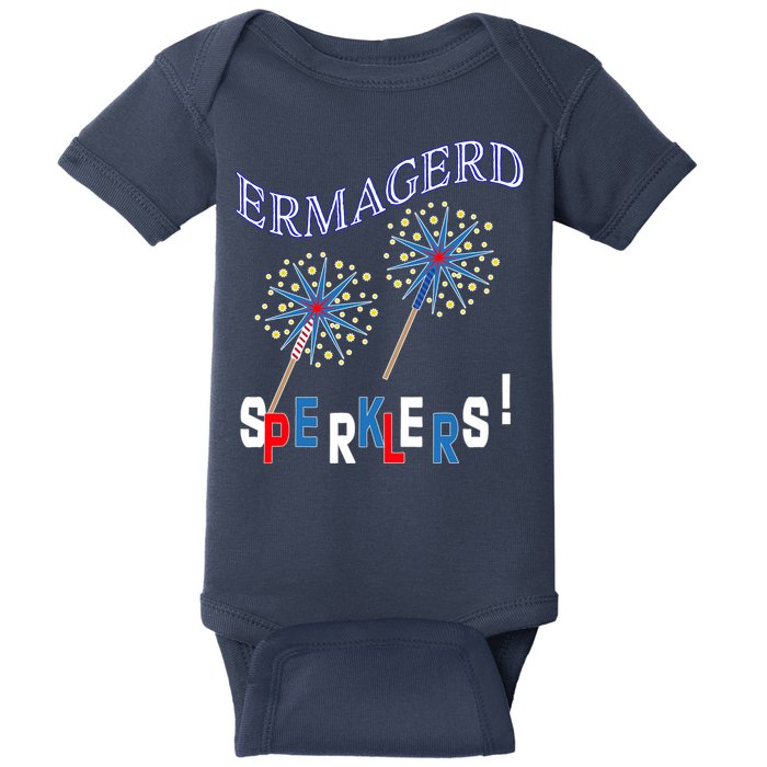 Funny 4th of July Ermagerd Sparklers Baby Bodysuit