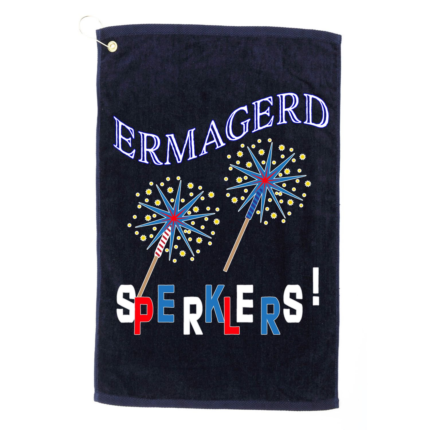 Funny 4th of July Ermagerd Sparklers Golf Towel