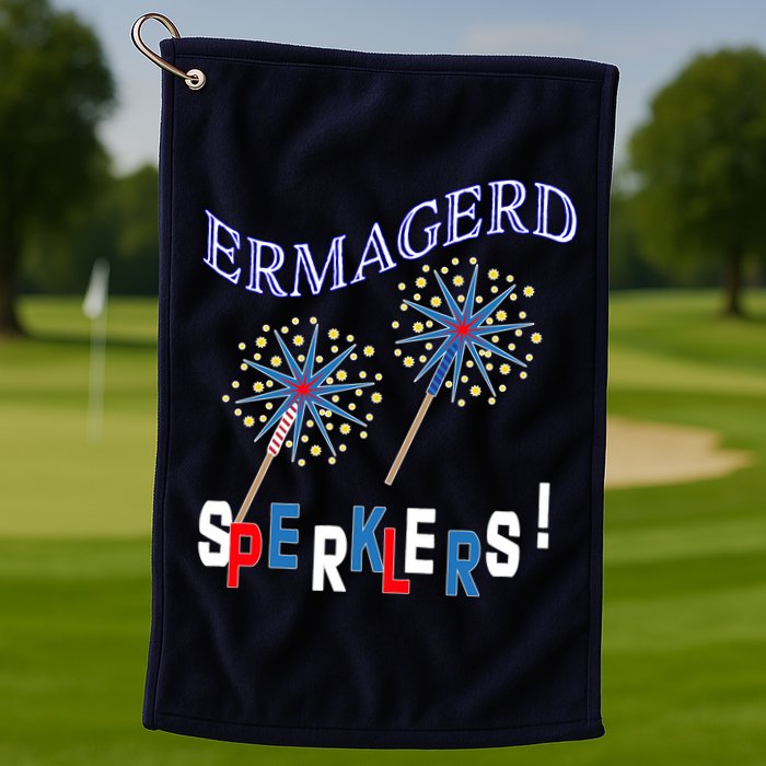Funny 4th of July Ermagerd Sparklers Golf Towel