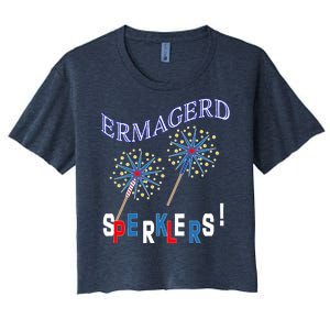 Funny 4th of July Ermagerd Sparklers Women's Crop Top Tee