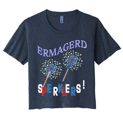 Funny 4th of July Ermagerd Sparklers Crop Top