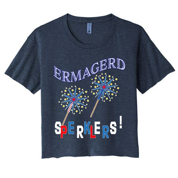 Funny 4th of July Ermagerd Sparklers Crop Top