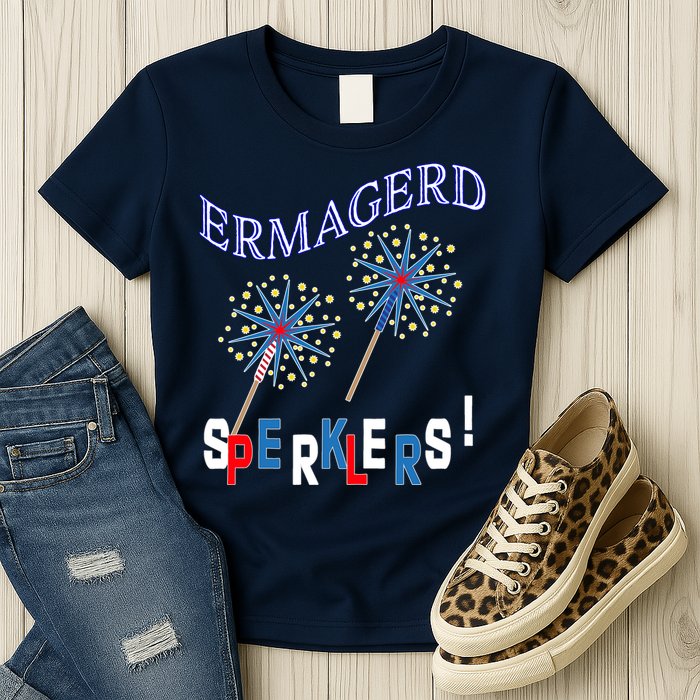 Funny 4th of July Ermagerd Sparklers Womens T-Shirt
