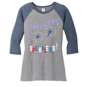 Funny 4th of July Ermagerd Sparklers Women's Tri-Blend 3/4-Sleeve Raglan Shirt