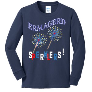 Funny 4th of July Ermagerd Sparklers Kids Long Sleeve Shirt