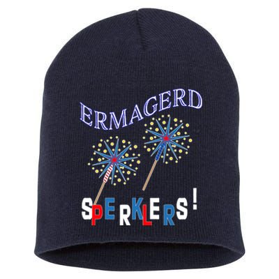 Funny 4th of July Ermagerd Sparklers Short Acrylic Beanie