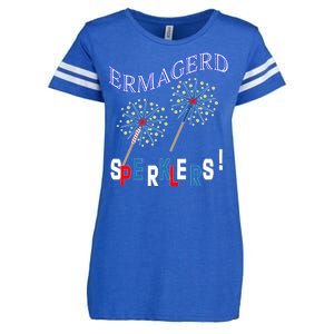 Funny 4th of July Ermagerd Sparklers Enza Ladies Jersey Football T-Shirt