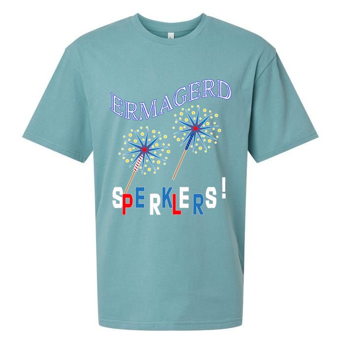 Funny 4th of July Ermagerd Sparklers Sueded Cloud Jersey T-Shirt