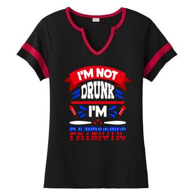 Funny 4th of July Not Drunk Patriotic Ladies Halftime Notch Neck Tee