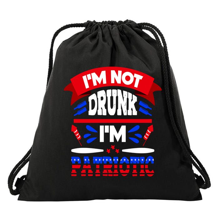 Funny 4th of July Not Drunk Patriotic Drawstring Bag