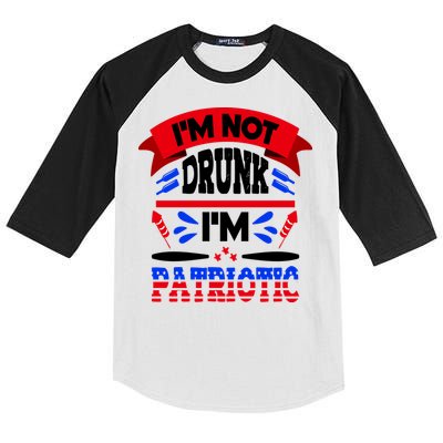 Funny 4th of July Not Drunk Patriotic Kids Colorblock Raglan Jersey