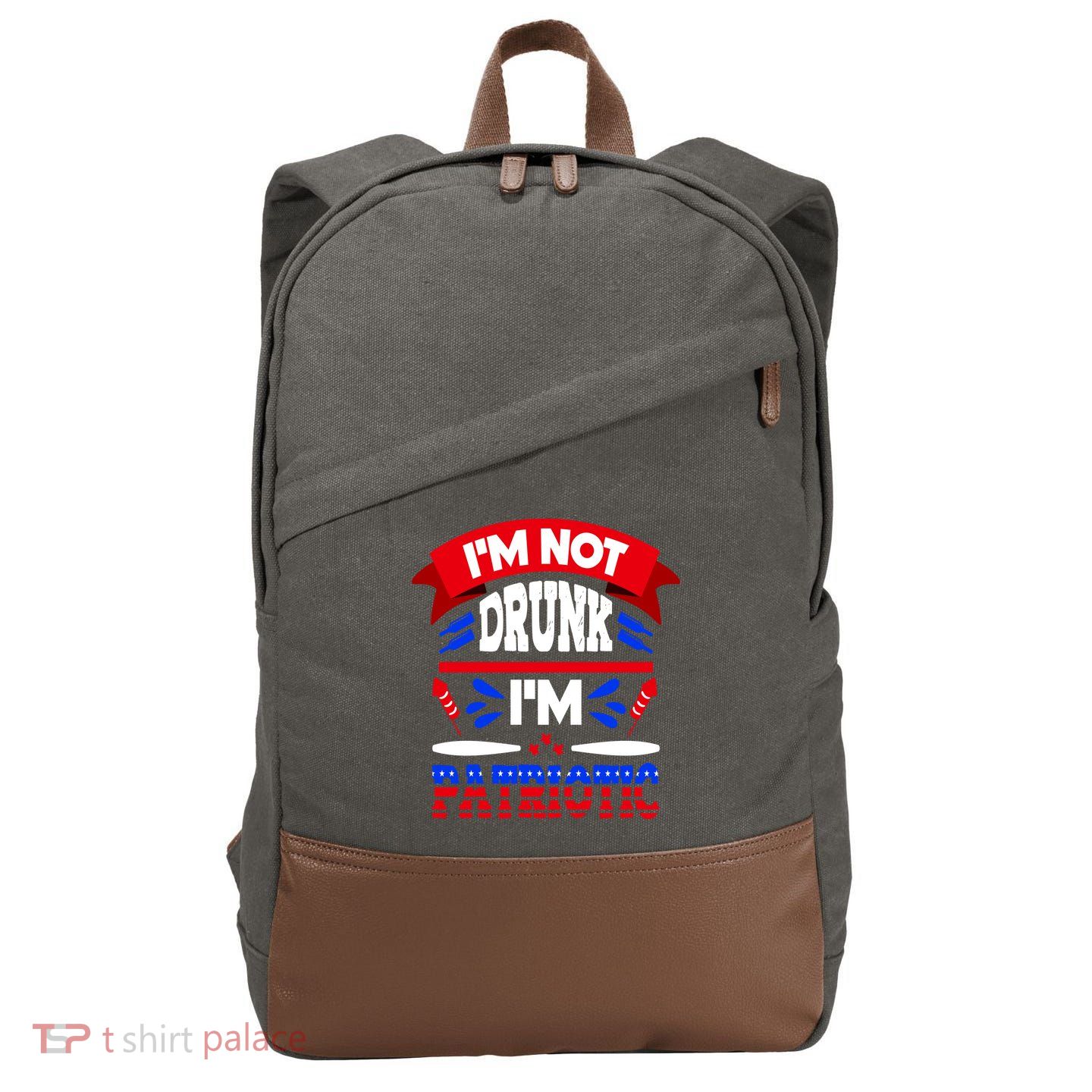 Funny 4th of July Not Drunk Patriotic Cotton Canvas Backpack