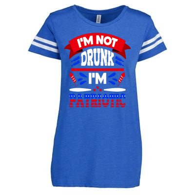 Funny 4th of July Not Drunk Patriotic Enza Ladies Jersey Football T-Shirt