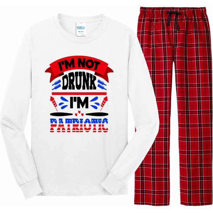 Funny 4th of July Not Drunk Patriotic Long Sleeve Pajama Set