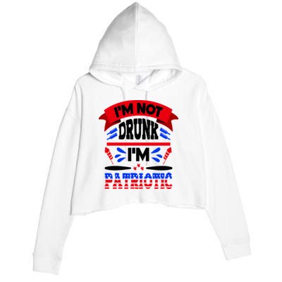 Funny 4th of July Not Drunk Patriotic Crop Fleece Hoodie