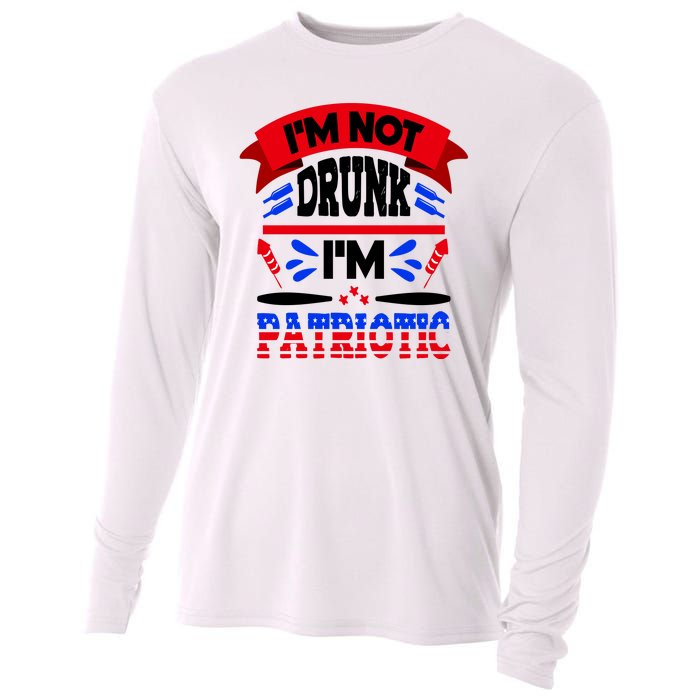 Funny 4th of July Not Drunk Patriotic Cooling Performance Long Sleeve Crew