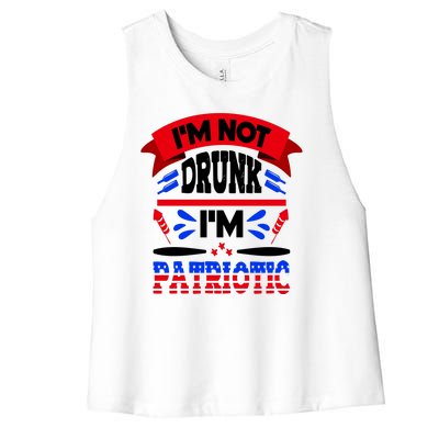 Funny 4th of July Not Drunk Patriotic Women's Racerback Cropped Tank