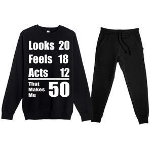 Funny 50th Birthday Fifty Years Premium Crewneck Sweatsuit Set