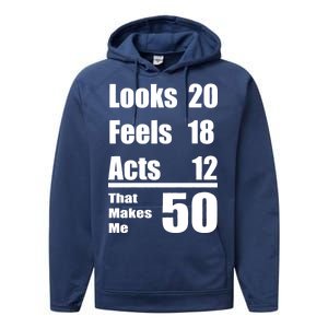 Funny 50th Birthday Fifty Years Performance Fleece Hoodie