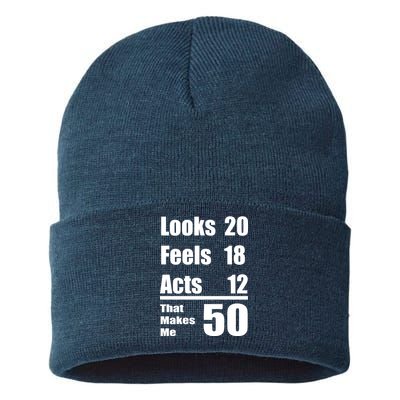 Funny 50th Birthday Fifty Years Sustainable Knit Beanie