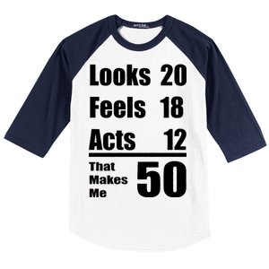 Funny 50th Birthday Fifty Years Baseball Sleeve Shirt