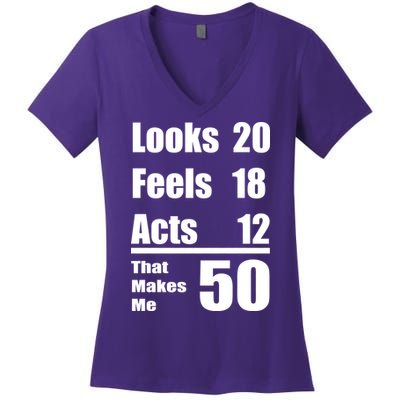 Funny 50th Birthday Fifty Years Women's V-Neck T-Shirt