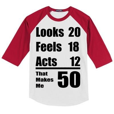 Funny 50th Birthday Fifty Years Kids Colorblock Raglan Jersey