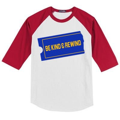 Funny 90s Be Kind Rewind Kids Colorblock Raglan Jersey