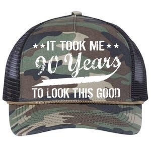 Funny 90th Birthday: It Took Me 90 Years To Look This Good Retro Rope Trucker Hat Cap