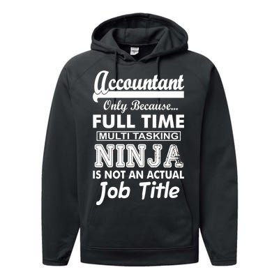 Funny Accountant Full Time Ninja Performance Fleece Hoodie