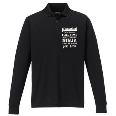 Funny Accountant Full Time Ninja Performance Long Sleeve Polo