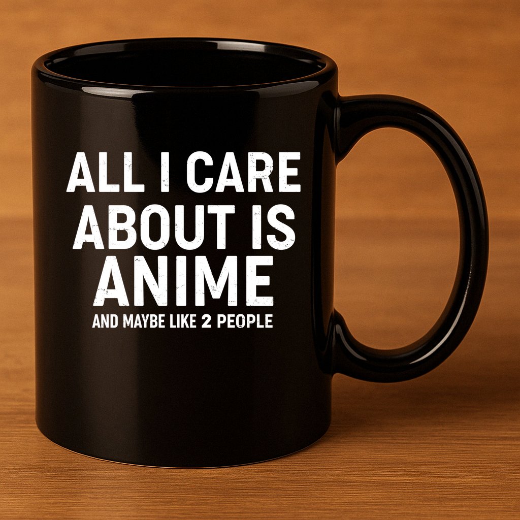 Funny All I Care About is Anime and Maybe Like 2 People 11oz C Handle Ceramic Mug