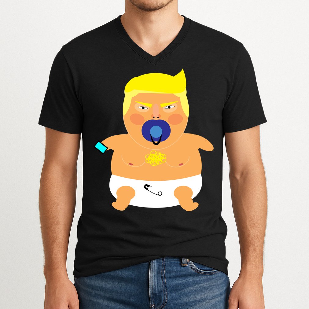 Funny Angry Baby Trump Balloon V-Neck T-Shirt
