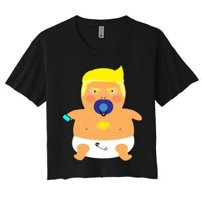Funny Angry Baby Trump Balloon Crop Top