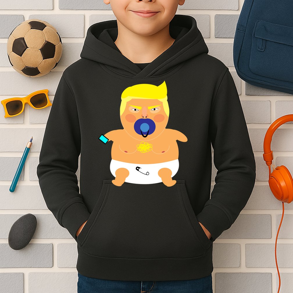 Funny Angry Baby Trump Balloon Kids Hoodie