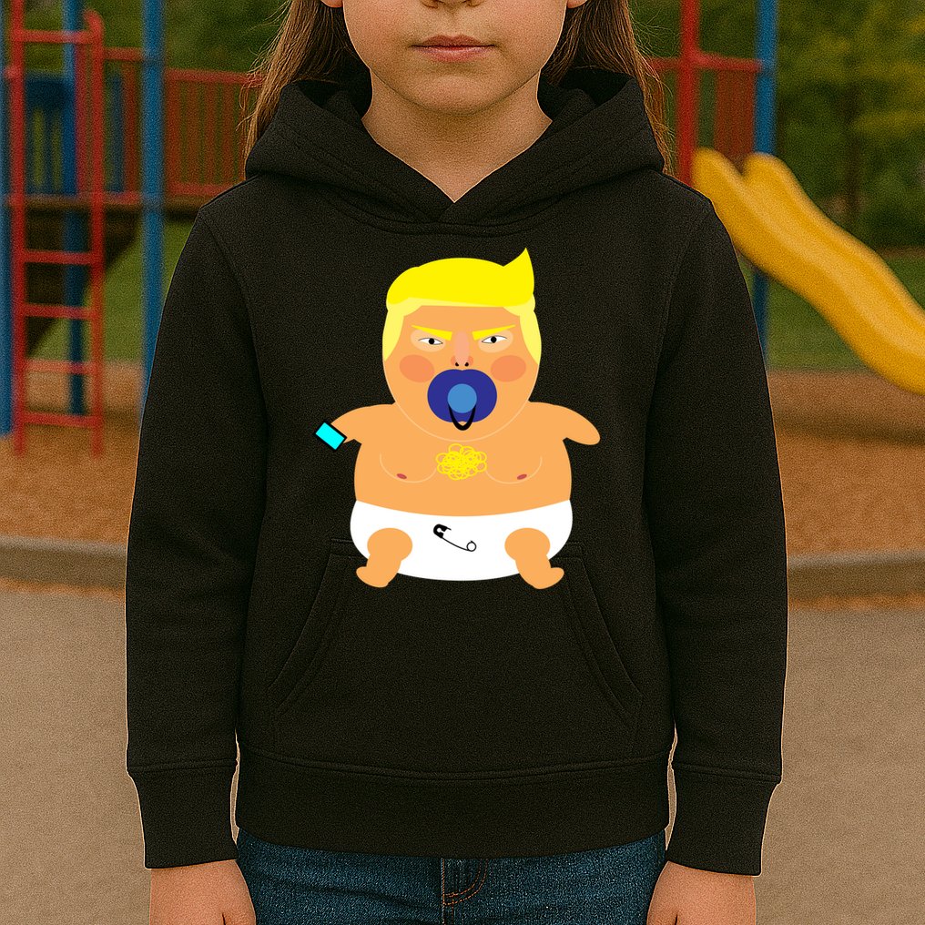 Funny Angry Baby Trump Balloon Kids Hoodie