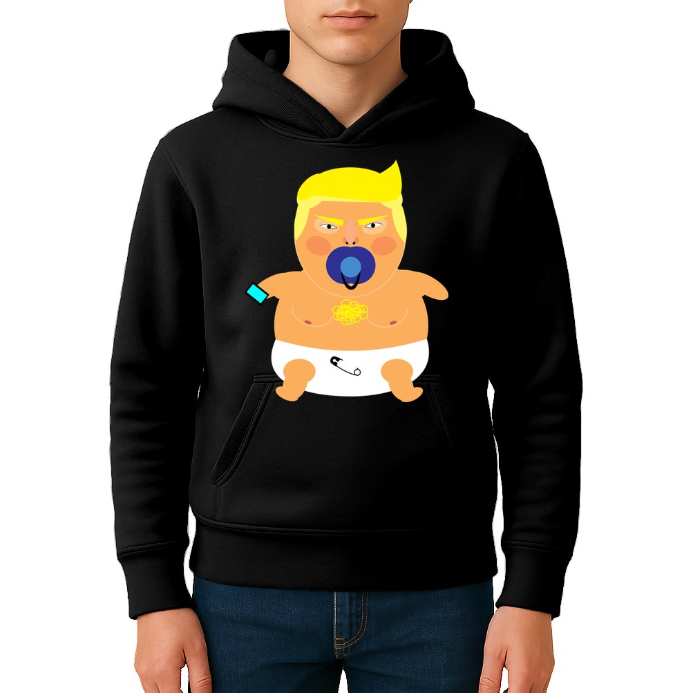 Funny Angry Baby Trump Balloon Kids Hoodie