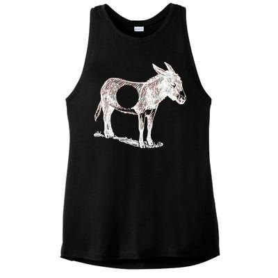 Funny Asshole Donkey Ladies PosiCharge Tri-Blend Wicking Tank