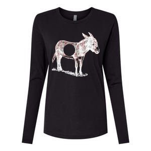 Funny Asshole Donkey Womens Cotton Relaxed Long Sleeve T-Shirt