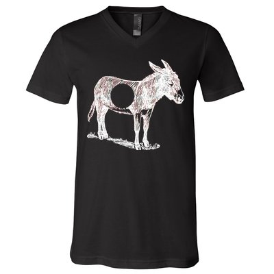 Funny Asshole Donkey V-Neck T-Shirt