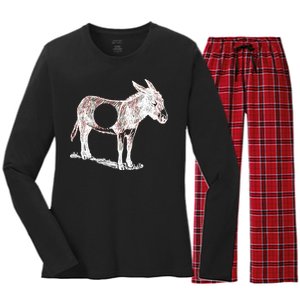 Funny Asshole Donkey Women's Long Sleeve Flannel Pajama Set 