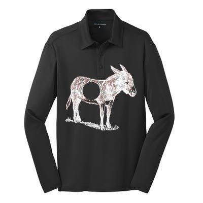 Funny Asshole Donkey Silk Touch Performance Long Sleeve Polo